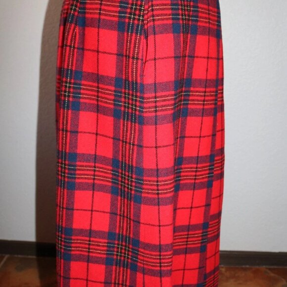 Pendleton Red Leslie Tartan Plaid 100% Wool Skirt pleated skirt Sz 8 - Picture 4 of 14